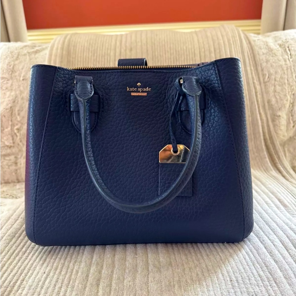 Kate Spade $378 Carter Street Devlin Leather Tote Satchel Navy Blue ***READ***